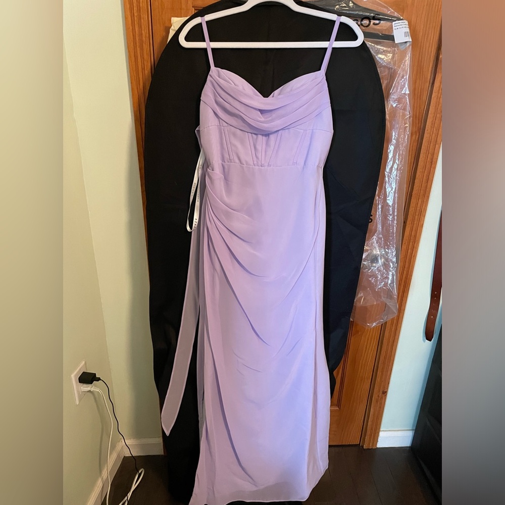 Azazie bridesmaid dress- corseted chiffon column dress in LILAC SIZE A2